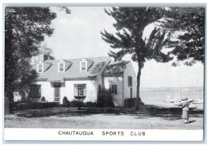 c1940 Chautauqua Sports Club Exterior Building New York Vintage Antique Postcard