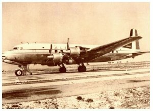 Alitalia Douglas DC 6B Airplane Postcard on Tarmac in Winter