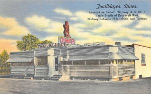 Trailblazer Diner located on Lincoln Highway U.S. Rt. 1 Linen Postcard