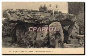 VINTAGE POSTCARD Dolmen Menhir Carnac Plouharnel Dolmen of Crucunot Children