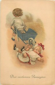 Drawn children comic - The Lost Passenger vintage postcard