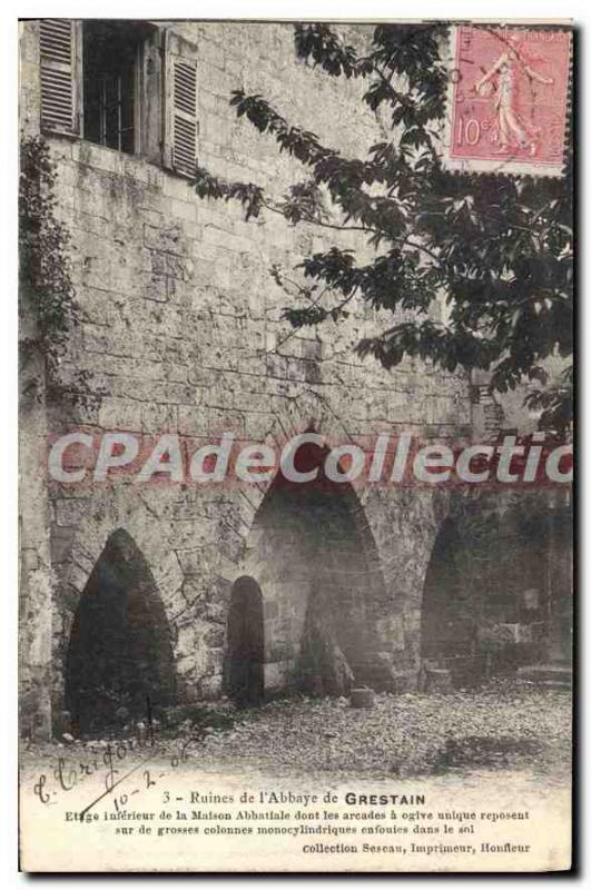 Postcard Old Abbey Ruins Grestan floor inside the house Abbatlale whose Arcades