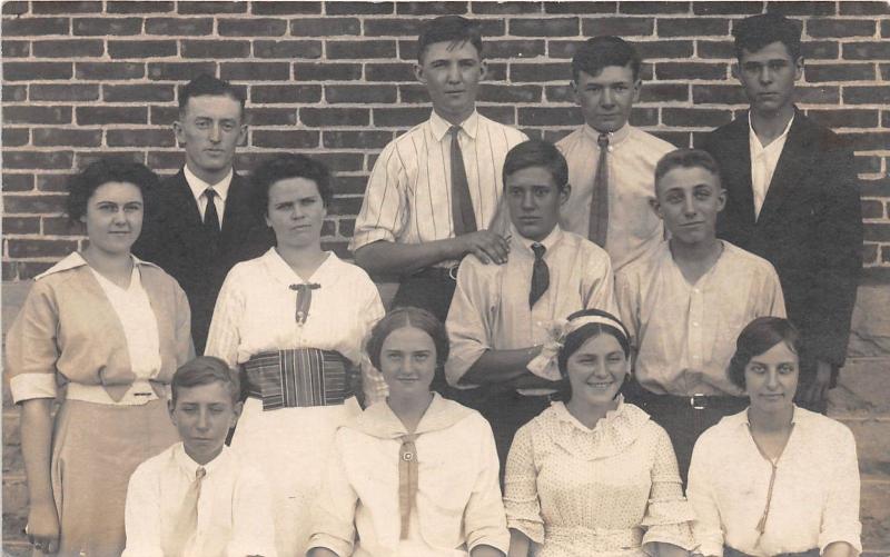 E21/ Columbus Ohio Real Photo RPPC Postcard Raymond's High School Class c1910