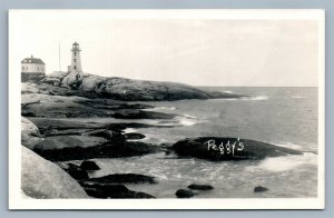 CANADA NS PEGGY'S COVE LIGHTHOUSE VINTAGE REAL PHOTO POSTCARD RPPC