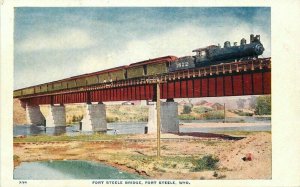 C-1910 Postcard Fort Steele Bridge Wyoming #338 Railroad 20-3402