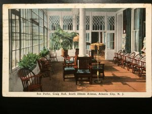 Vintage Postcard 1915-1930 Sun Parlor Craig Hall Atlantic City N.J.