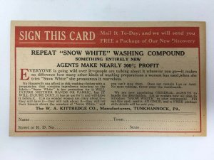 1920's Catalog Insert Postcard Snow White Washing Powder Advertising Kittredge