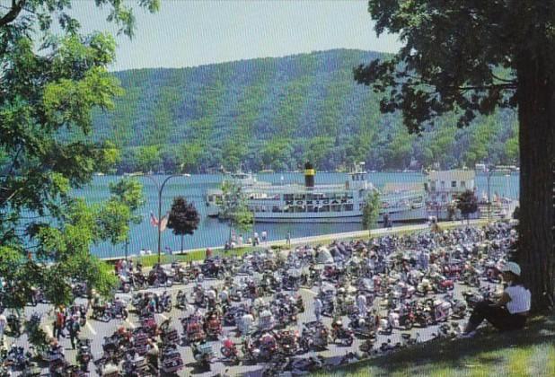 New York Lake George Beach Road Showing Annual Motorcycle Rally