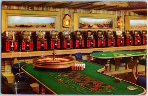 1950s El Rancho Vegas Slot Machine Roulette Table Casino Postcard F223