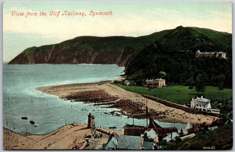 View From The Cliff Railway Lynmouth England Sightseeing Mountains Postcard