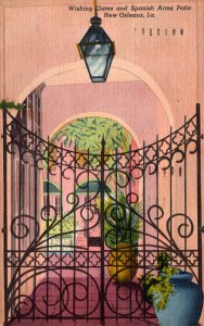 Louisiana New Orleans Wishing Gates and Spanish Arms Patio 1956 Curteich