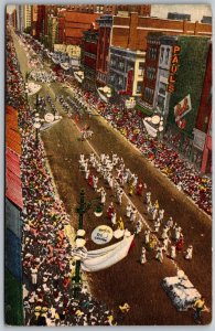 Vtg Memphis Tennessee TN Cotton Carnival Parade 1940s Street View Postcard