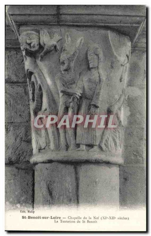 Postcard Old St Benoit sur Loire Chapel of the XII century XI Nave The Tempta...