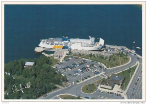 The Ferry M.S. Chi-Cheemaun at berth in Tobermory,  crossing to South Baymout...