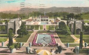 Albertype 1940s Samarkand Persian Hotel Gardens Swimming Pool hand colored 6418