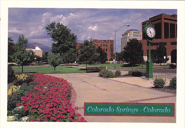 Colorado Colorado Springs Clock and Downtown