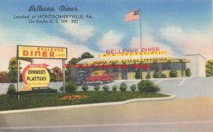 Advertising Linen Postcard, Bellevue Diner, Montgomeryville Pennsylvania