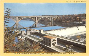 US Government Dam and Locks Ford Bridge - Minneapolis, Minnesota MN  