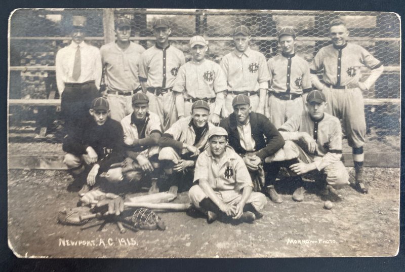 Mint USA Real Picture Postcard Baseball Team Players Newport AC 1915 