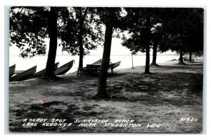 Postcard Shady Spot Sunnyside Beach Lake Kegonsa near Stoughton WI RPPC J3