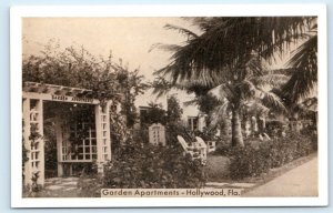 HOLLYWOOD, Florida FL ~ Roadside GARDEN APARTMENTS Polk St. Lumitone Postcard