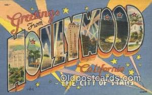 Hollywood, California USA Large Letter Town Vintage Postcard Old Post Card An...