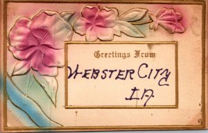 Indiana Greetings From Webster City With Flowers 1912 Embossed