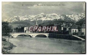 Old Postcard Grenoble Panorama Quays and Chains Alps