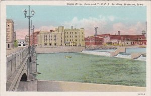 Iowa Waterloo Cedar River Dam & Y M C A Building 1941 Curteich