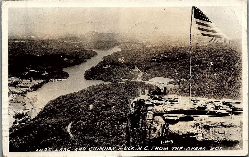 1946 CHIMNEY ROCK NC LURE LAKE FROM OPRA BOX WWII REAL PHOTO POSTCARD 17-102 