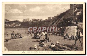 Old Postcard Biarritz Sunbeds at the beach of the Basques