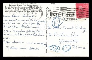 1954 Queenston Heights Park Ontario Canada General Brock's Monument Postcard 183 