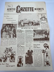 Vintage 1970's Auntie Mame's Gazette Restaurant Menu Stirling NJ