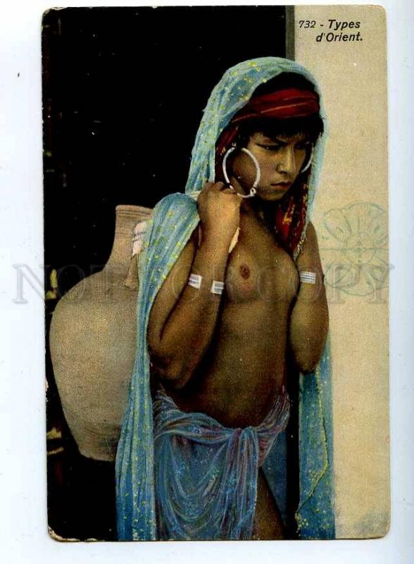 203132 Semi-nude Arabian girl w pot Vintage Lehnert & Landrock