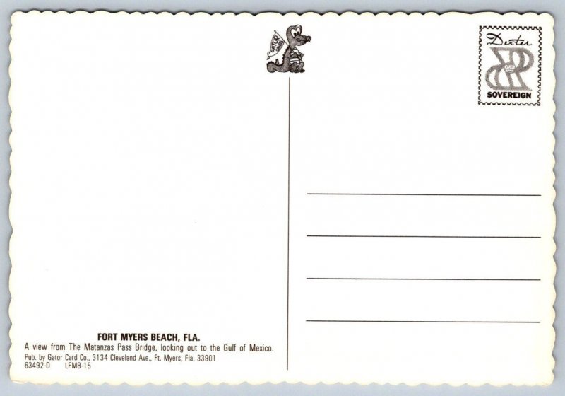 View From Matanzas Bridge, Fort Myers Beach, Florida, Chrome Postcard 