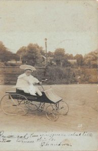 RPPC HUMMER TOY WAGON & CHILD PITTSTOWN NEW JERSEY REAL PHOTO POSTCARD 1906