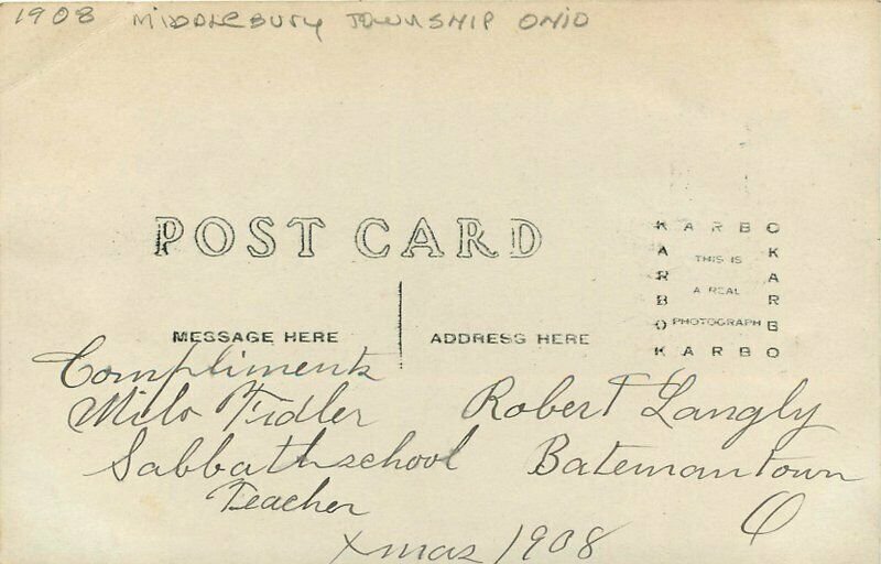 Batemantown 1908 Middlebury Township Ohio M E  Church Photo Postcard 9501