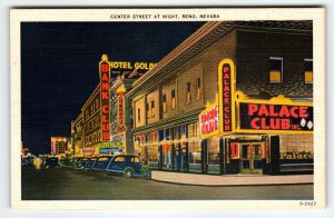 Center Street At Night Reno Nevada Casinos Old Cars Palace Bank Club Linen