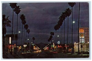 Palms At Night Grand View Escondido San Diego County California CA Postcard