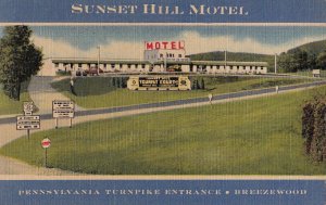 Postcard Sunset Hill Tourist Court Breezewood PA