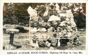 Postcard RPPC 1940s Missouri St. Clair Display Ozark Rock Curios Hwy 23-11566