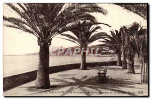 Old Postcard Menton boulevard of Garavan and the old town