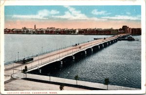 Harvard Bridge Cambridge Massachusetts MA WB Postcard VTG UNP Vintage Unused 