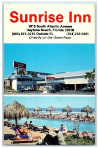 1936 Sunrise Inn Hotel Pool Daytona Beach Florida FL, Dual View Vintage Postcard