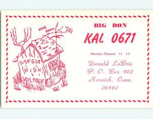 comic - QSL HAM RADIO CARD Norwich Connecticut CT t0993