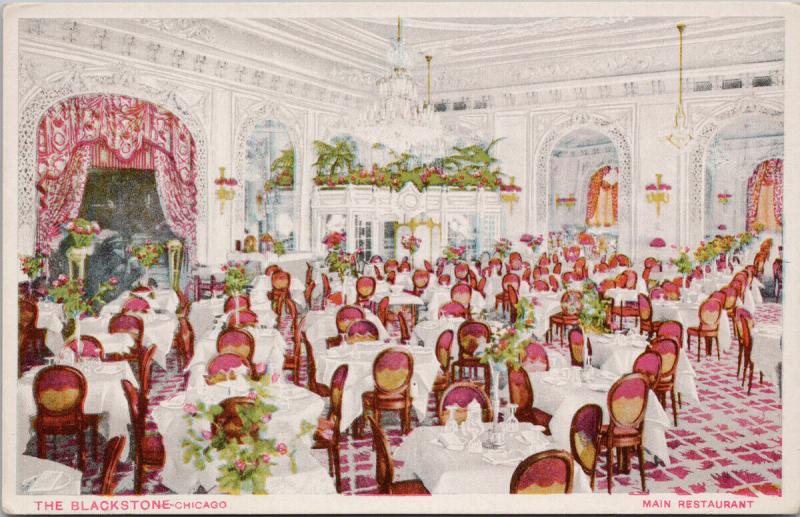 The Blackstone Chicago IL Restaurant Interior Red Pink Unused Postcard F8