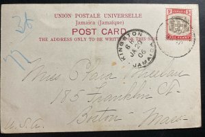 1906 Kingston Jamaica Picture Postcard Cover To Boston MA USA Loading Bananas 