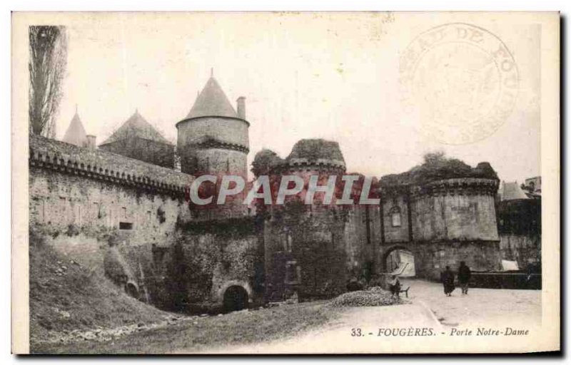 Old Postcard Fougeres Porte Notre Dame