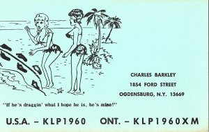 QSL Radio Card From Ogensburg N. Y. New York KLP1960