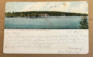 .01 PC - 1907 USED  - THE LAKE & CASINO,  LAKEMOUNT PARK, ALTOONA, PA.